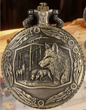 Porte-dés en métal avec mini-kit polyédrique: meute de loup dorée avec pochette en suédine noire