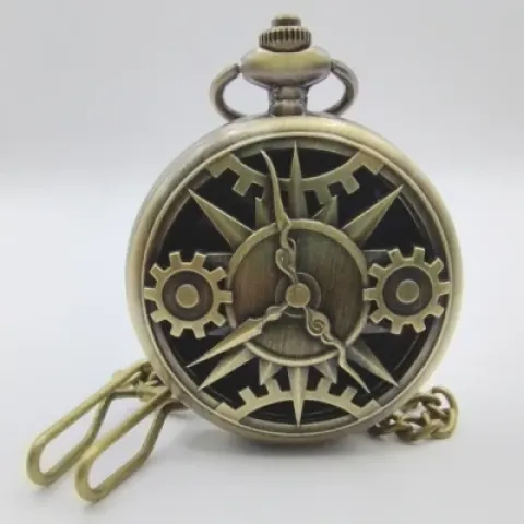 Porte-dés en métal avec mini-kit polyédrique: engrenages du temps avec pochette en suédine noire