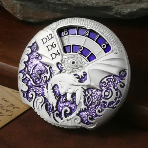 Dice spinner deluxe - argent avec mauve dans une boîte