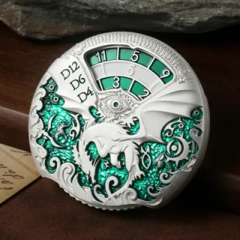 Dice spinner deluxe - argent avec vert dans une boîte