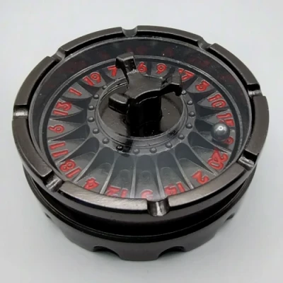 Dice Spinner Roulette d20 - noir avec chiffres rouges