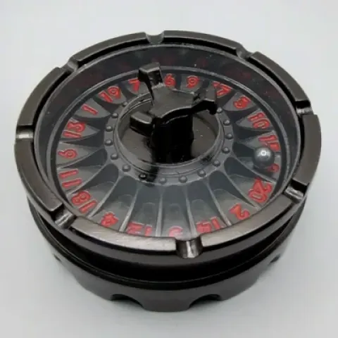 Dice Spinner Roulette d20 - noir avec chiffres rouges