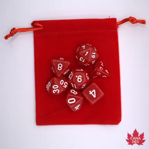 Kit de dés opaques avec pochette: rouge