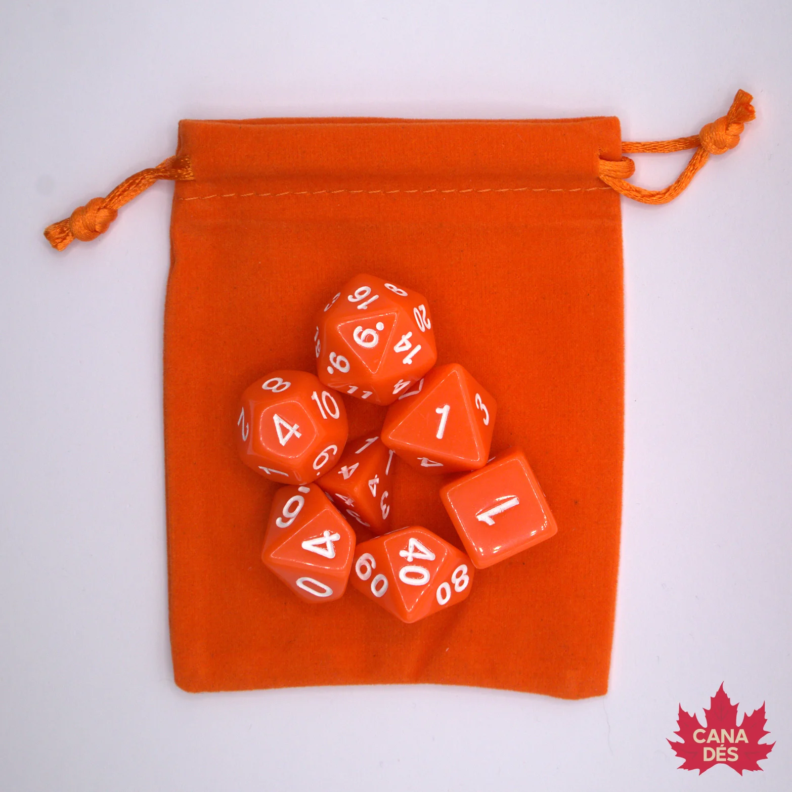 Kit de dés opaques avec pochette: orange