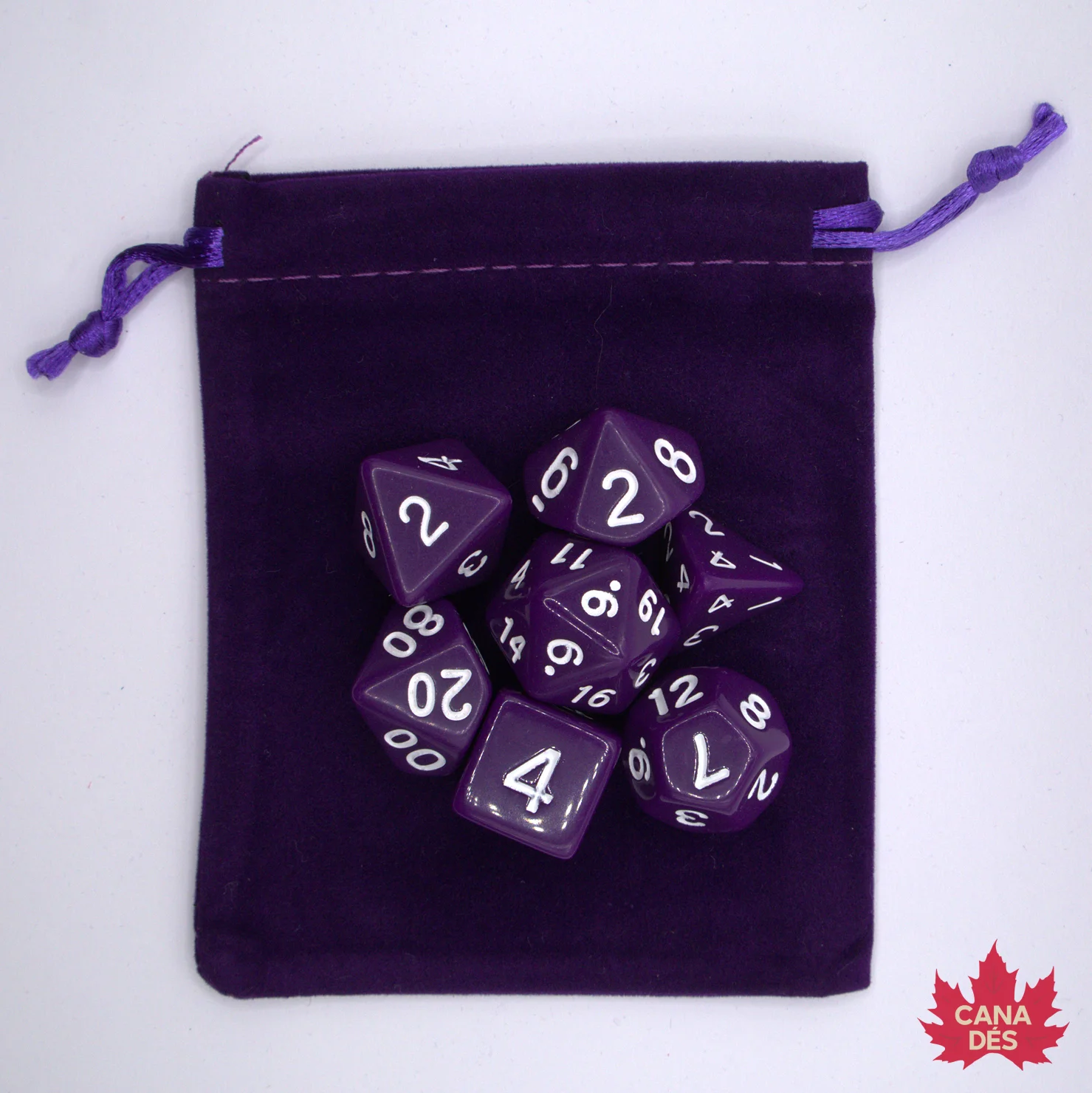 Kit de dés opaques avec pochette: mauve