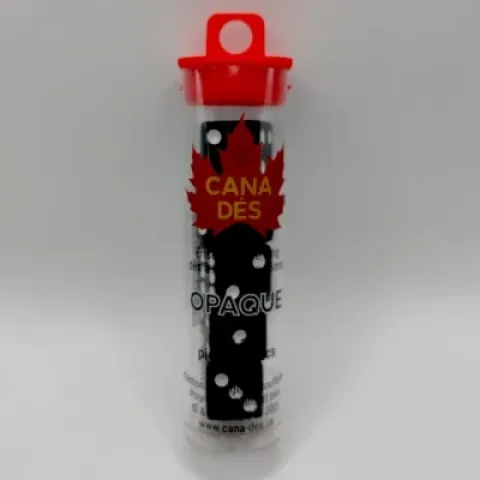 Tube de 5 dés à six faces 16mm - noir avec picots blancs