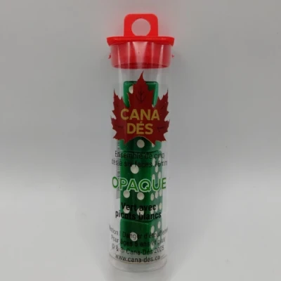 Tube de 5 dés à six faces 16mm - vert avec picots blancs