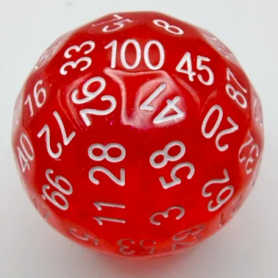 Dé à 100 faces: pincée de paillettes - rouge