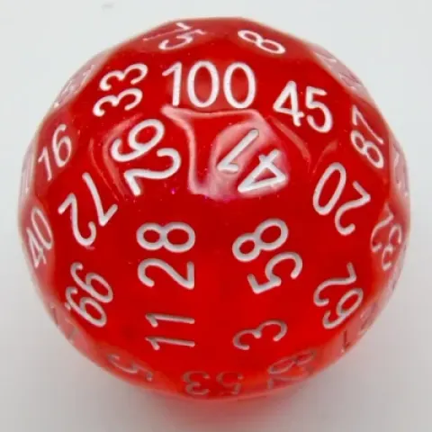 Dé à 100 faces: pincée de paillettes - rouge