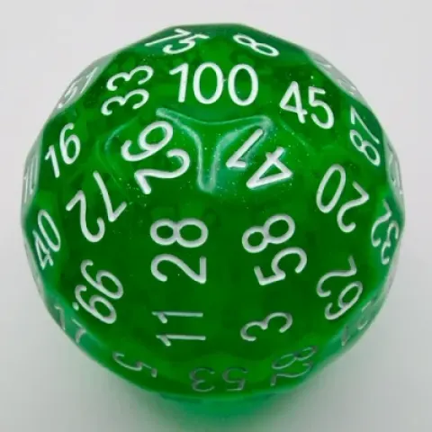 Dé à 100 faces: pincée de paillettes - vert