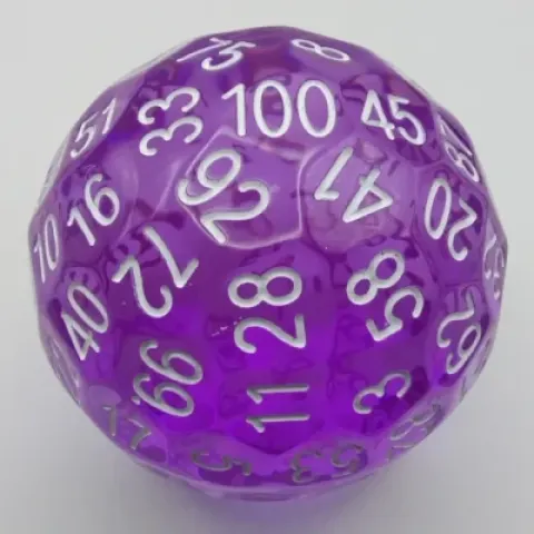 Dé à 100 faces: mauve translucide