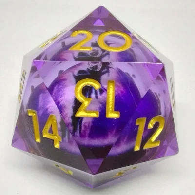 Gros "Spindown" d20 (33mm): Oeil de dragon - mauve