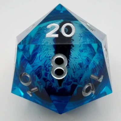 D20 "Liquid Core" Oeil de Dragon Bleu 55mm