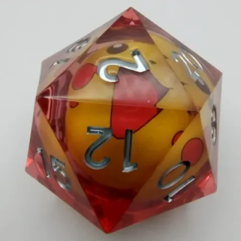 Jumbo d20 55mm "Liquid Core" avec DEL - Pikachu dans une pochette en suédine
