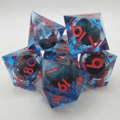Oeil de Démon - bleu avec chiffres corail dans une bouteille avec couvercle dévisable