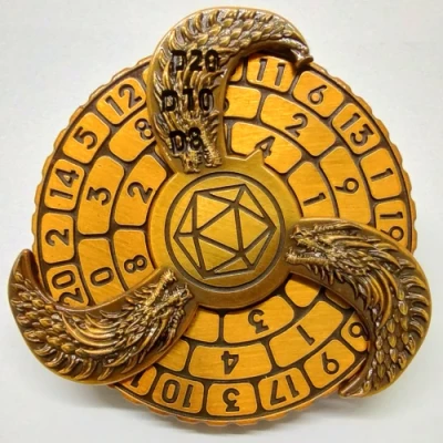 Dice spinner: morsure de dragon - or antique avec noir dans une boîte
