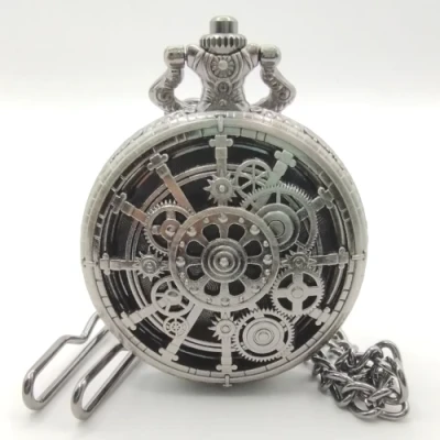 Mini-dés dans une bourse métallique: steampunk caverneux argenté avec pochette en suédine noire