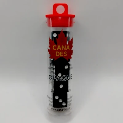 Tube de 5 dés à six faces 16mm - noir avec picots blancs