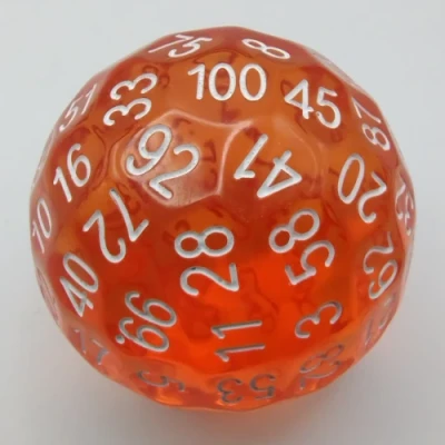 Dé à 100 faces: orange translucide
