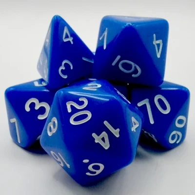 Kit de dés polyédriques – opaque – bleu avec chiffres blancs