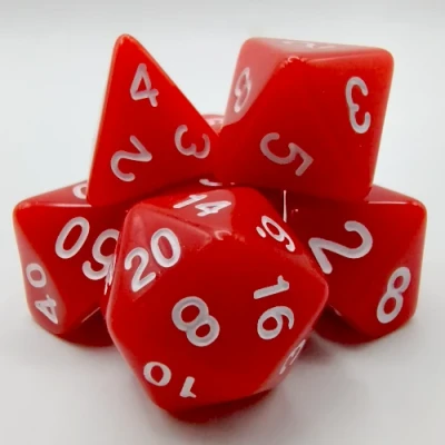 Kit de dés polyédriques – opaque – rouge avec chiffres blancs