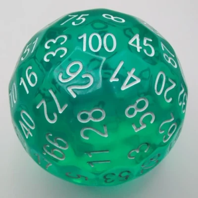 Dé à 100 faces: vert translucide