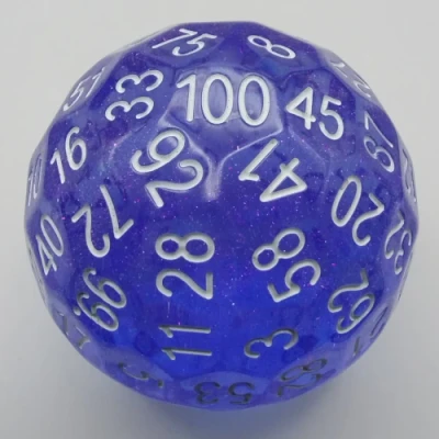 Dé à 100 faces: pincée de paillettes - bleu