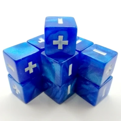 Dés modificateurs: 12 dés bleus marbrés