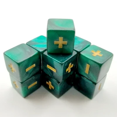 Dés modificateurs: 12 dés verts marbrés