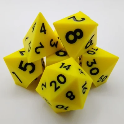 Dés en silicone - jaune avec chiffres noirs