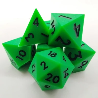 Dés en silicone - vert avec chiffres noirs