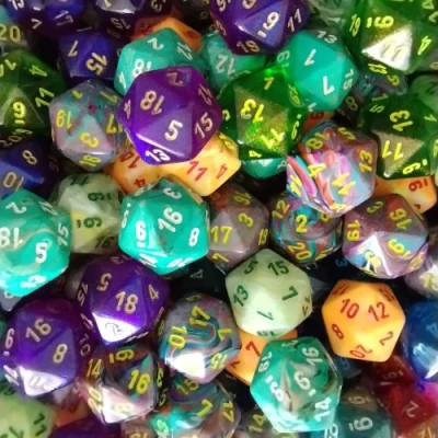 Dés en vrac: 100 d20 assortis